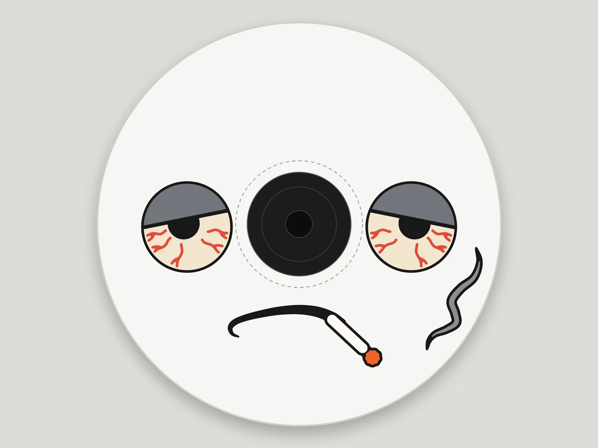 Hazy · Bloodshot face on a robot vacuum