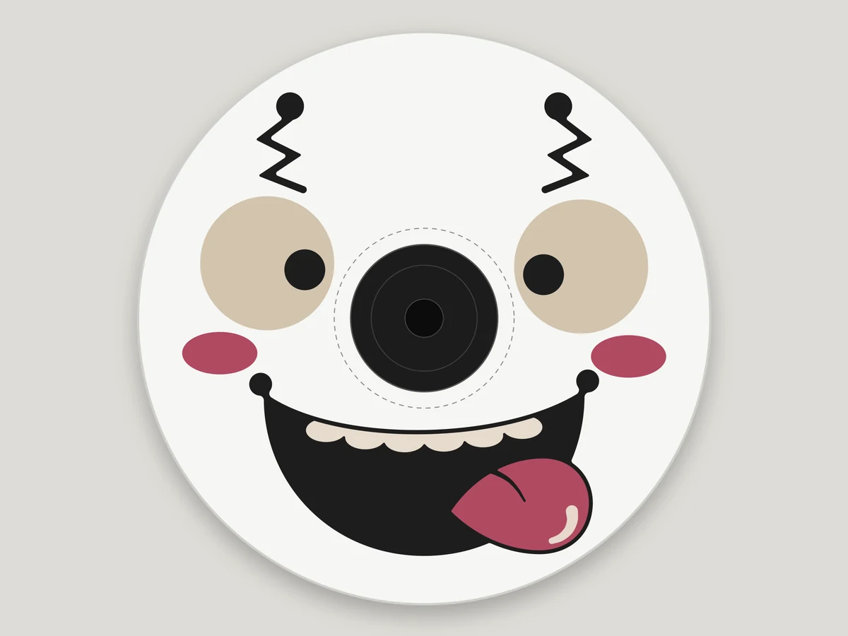 Robot vacuum wearing the Kids · Googly Tongue face